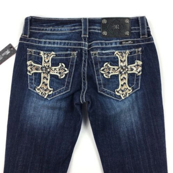 Miss Me Jeans Straight Leg Embellished Cross 25 - Picture 4 of 7
